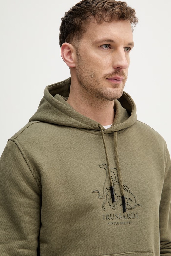 Βαμβακερή μπλούζα Trussardi πράσινο G8218000117N