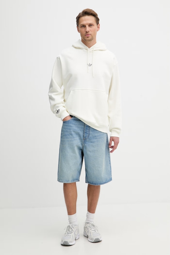 adidas Originals hanorac cu glugă pentru bărbați, cu bumbac KD1437 bej SS26