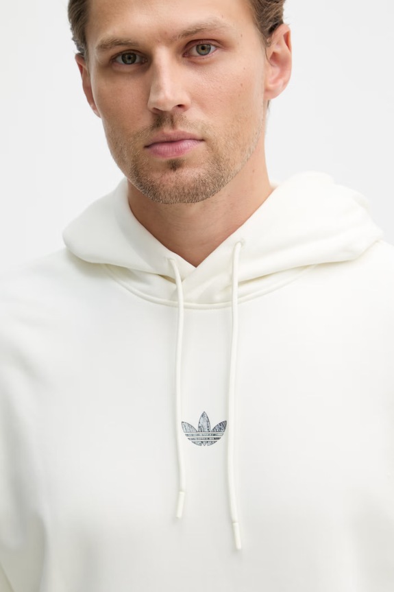 adidas Originals hanorac cu glugă pentru bărbați, cu bumbac bej KD1437