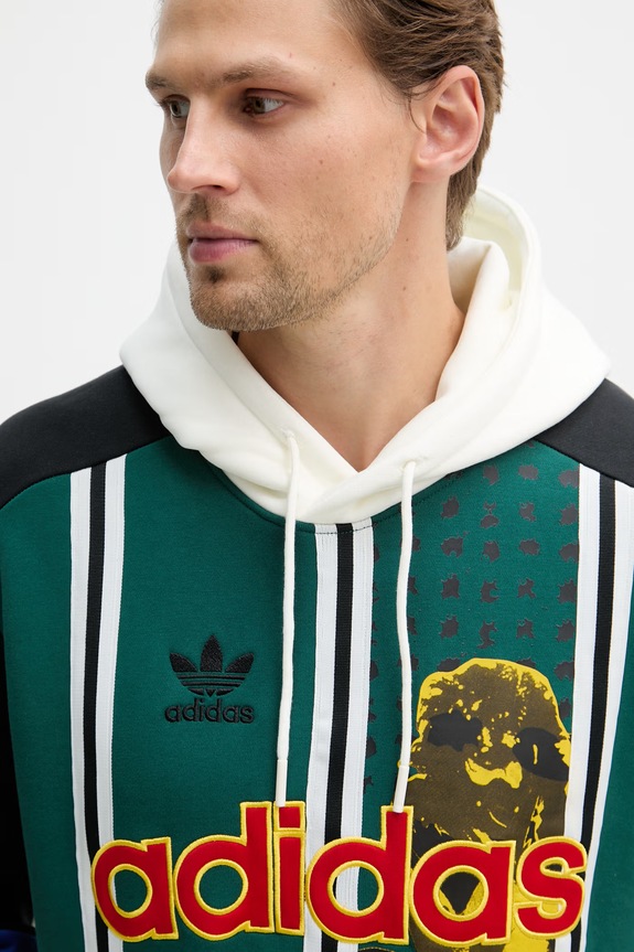adidas Originals μπλούζα με κουκούλα ανδρική με βαμβάκι πράσινο KD1438