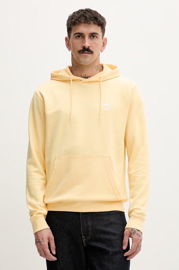 adidas Originals mikina s kapucňou dámska bavlnená žltá KE1158