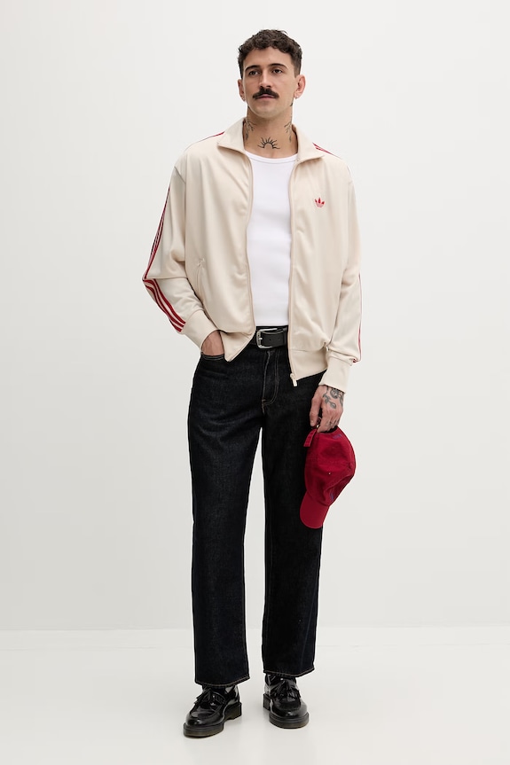 adidas Originals mikina na zips pánska Firebird KE1643 béžová SS26