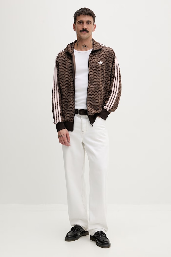 adidas Originals hanorac cu fermoar pentru bărbați Firebird KE1677 maro SS26