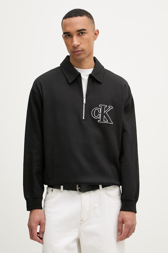 Calvin Klein Jeans bluza męska bawełniana z elastanem czarny LV04RB211G