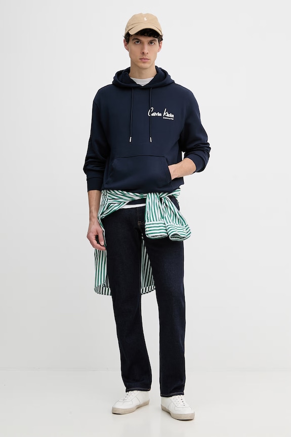 Calvin Klein Jeans hanorac cu glugă pentru bărbați, din bumbac LV04RF234G bleumarin SS26