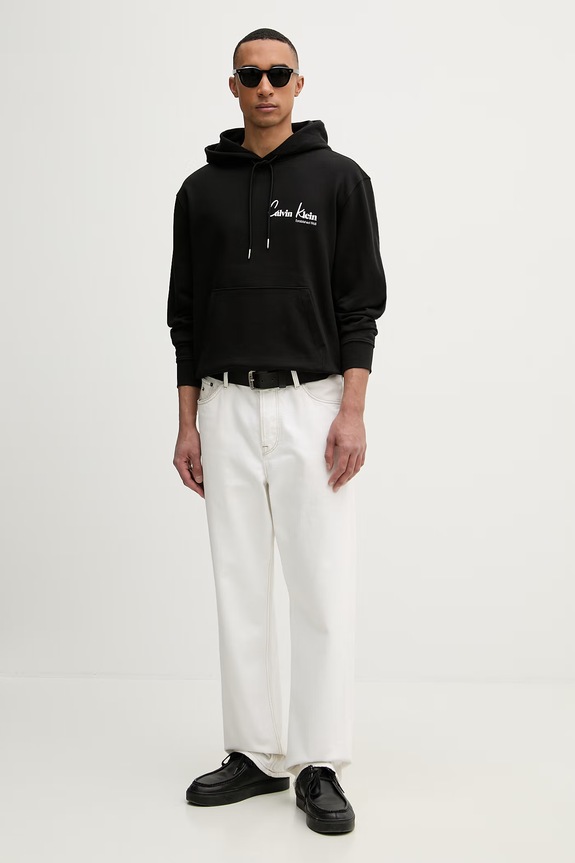 Calvin Klein Jeans Суичър с качулка мъжки памучен LV04RF234G черен SS26