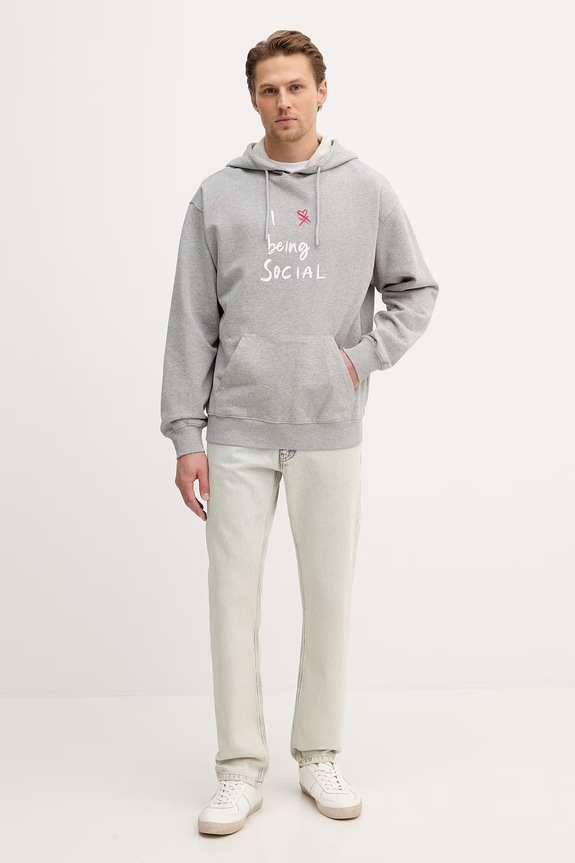United Colors of Benetton hanorac de bumbac 30HRU2025 gri SS26