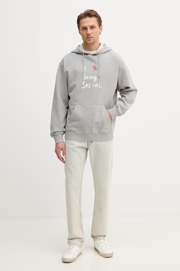United Colors of Benetton hanorac de bumbac 30HRU2025 gri SS26