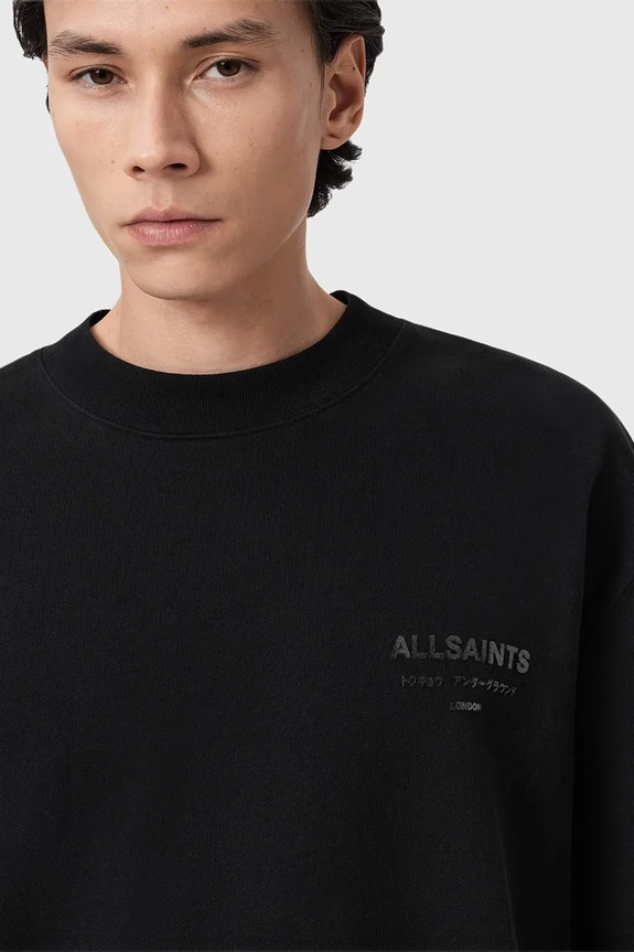 AllSaints hanorac de bumbac XANDER negru M001NE