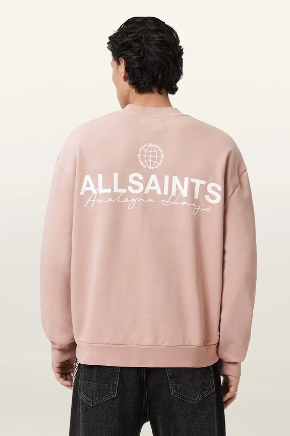 Bavlnená mikina AllSaints EMBLEM M006NE ružová SS26