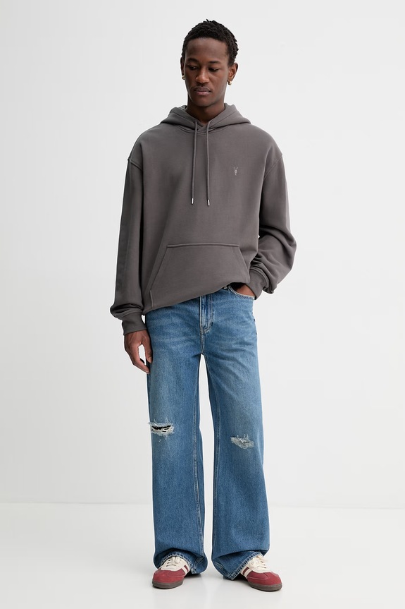 AllSaints bluza bawełniana ASHER M017ND szary SS26