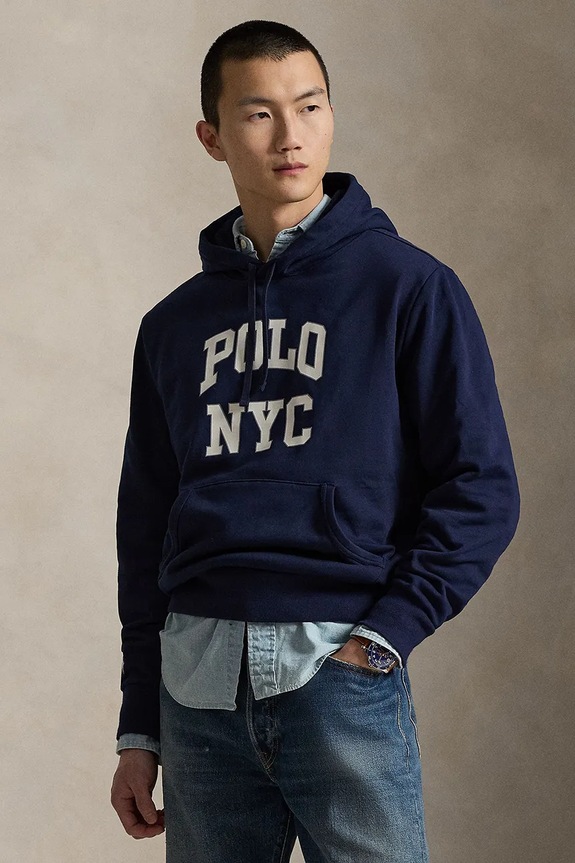 Mikina Polo Ralph Lauren s kapucňou tmavomodrá 710A13245