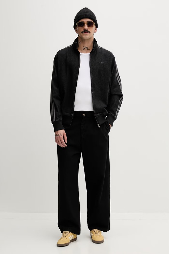 adidas Originals hanorac pentru bărbați, din denim DENIM FB TT KD1516 negru SS26