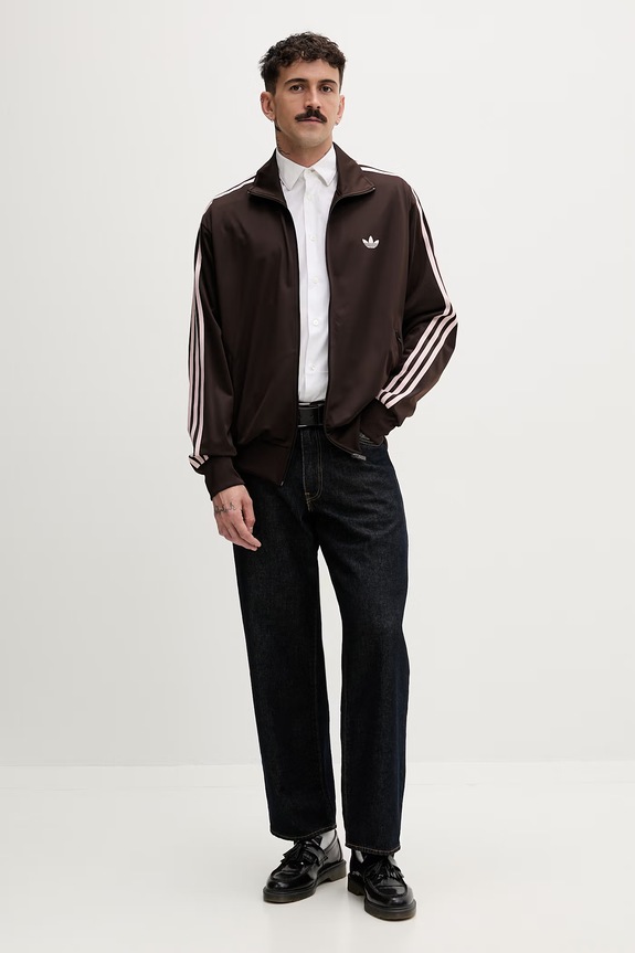 adidas Originals μπλούζα με κουμπιά ανδρική FIREBIRD TT KD8309 καφέ SS26
