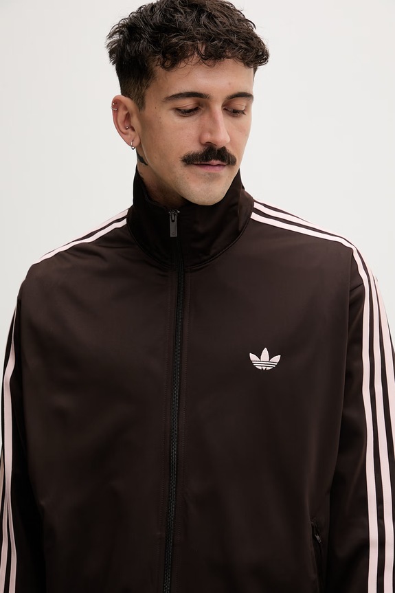 adidas Originals μπλούζα με κουμπιά ανδρική FIREBIRD TT καφέ KD8309