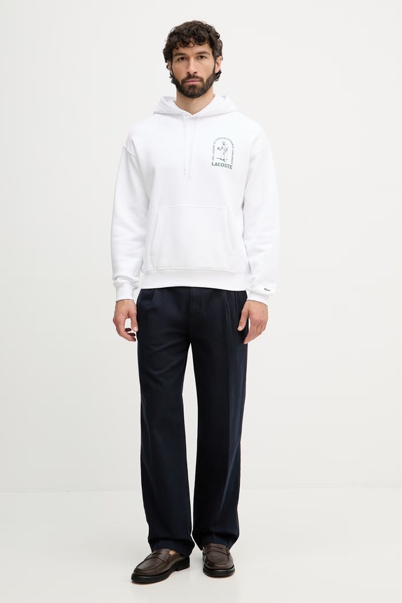 Lacoste bluza z kapturem męska bawełniana SH1371 biały SS26