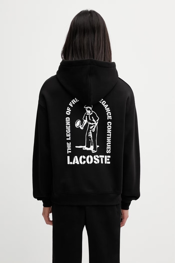 Lacoste bluza z kapturem bawełniana męska czarny SH1371