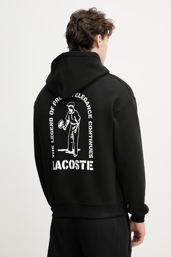 Îmbrăcăminte Lacoste hanorac cu glugă pentru bărbați, din bumbac SH1371 negru