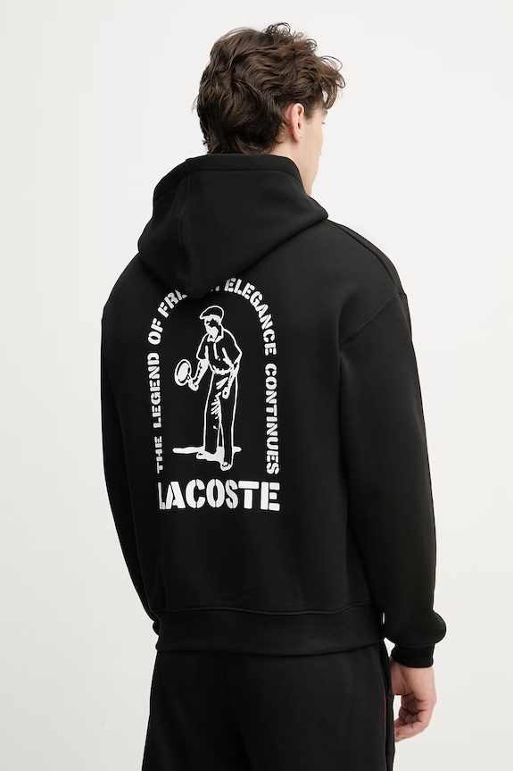Îmbrăcăminte Lacoste hanorac cu glugă pentru bărbați, din bumbac SH1371 negru