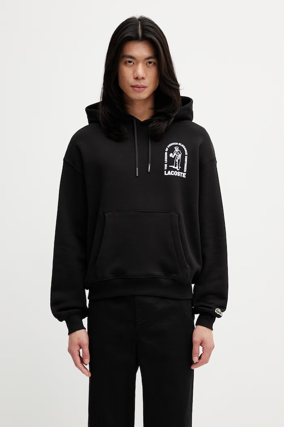Odzież Lacoste bluza z kapturem bawełniana męska SH1371 czarny