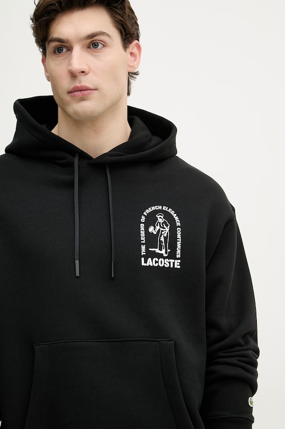 Lacoste hanorac cu glugă pentru bărbați, din bumbac negru SH1371