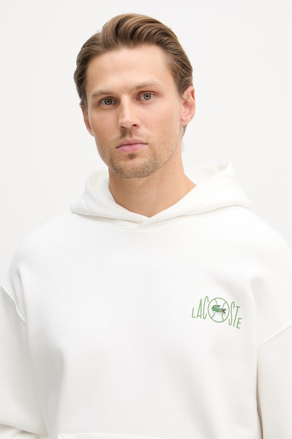 Lacoste felpa con cappuccio in cotone da uomo bianco SH2196