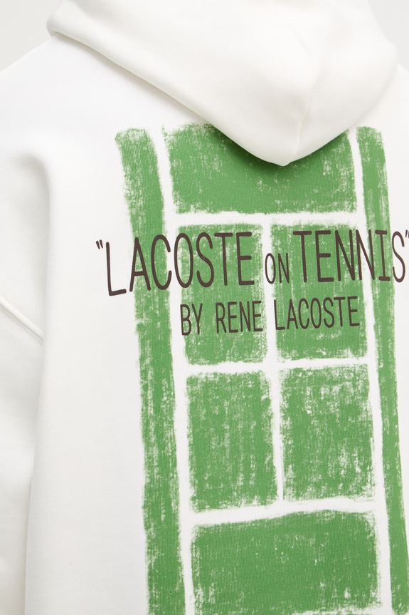 Lacoste felpa con cappuccio in cotone da uomo SH2196 bianco