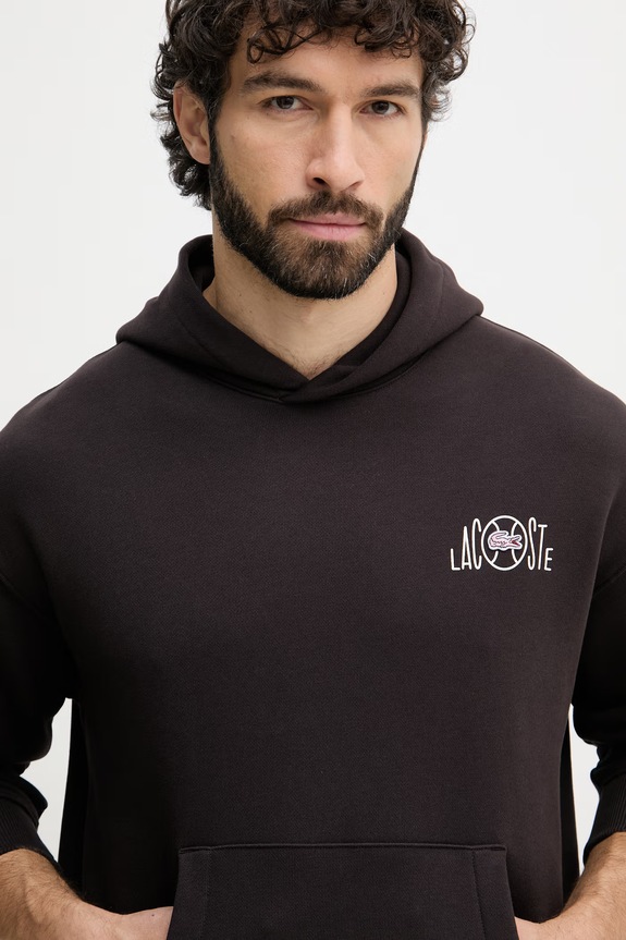 Lacoste bluza z kapturem męska bawełniana brązowy SH2196