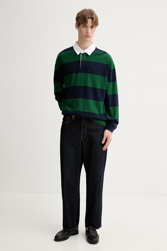 Levi's longsleeve din bumbac HUDSON BOXY RUGBY 005FO verde SS26