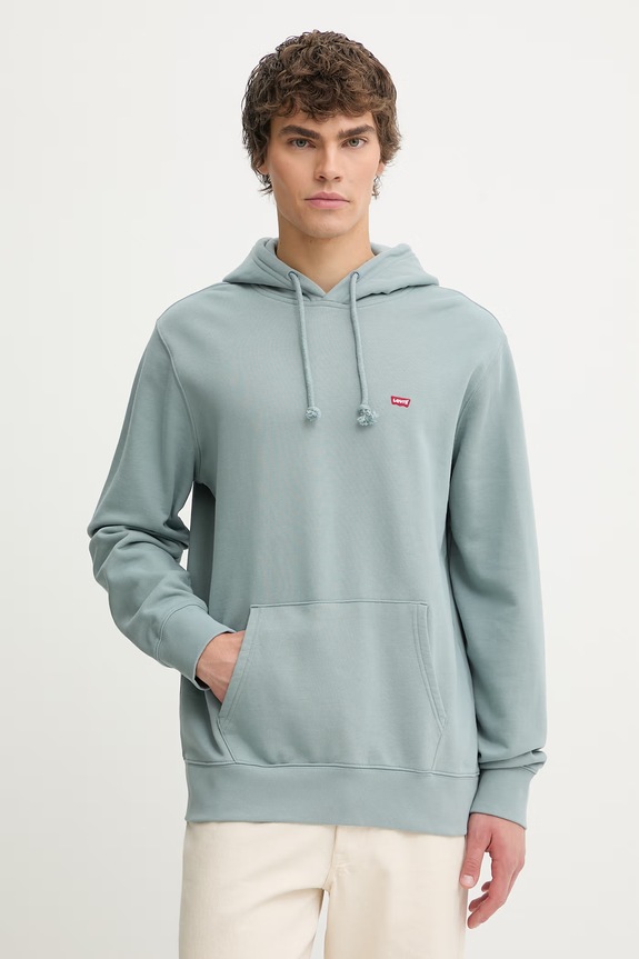 Βαμβακερή μπλούζα Levi's THE ORIGINAL HM HOODIE βαμβάκι τιρκουάζ 34581.0060