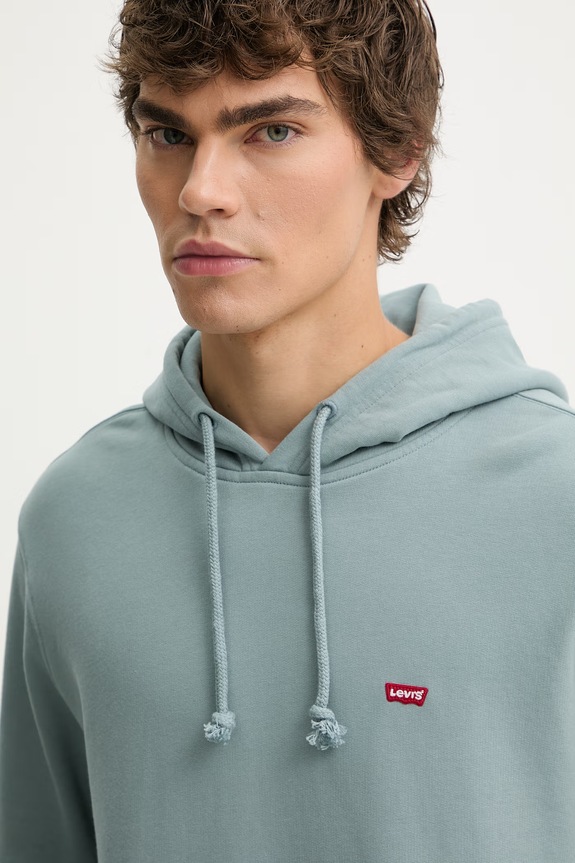 Βαμβακερή μπλούζα Levi's THE ORIGINAL HM HOODIE τιρκουάζ 34581.0060