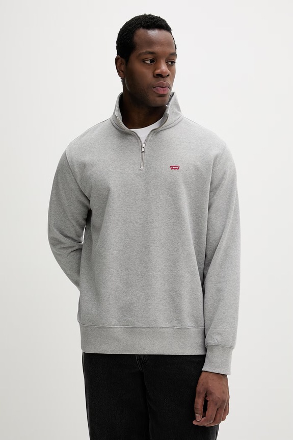 Levi's Hanorac bărbați bumbac ORIGINAL HM 1/4 ZIP gri A8606.0013