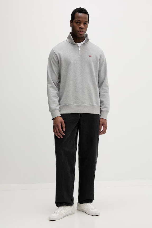 Levi's Hanorac bărbați bumbac ORIGINAL HM 1/4 ZIP A8606.0013 gri SS26