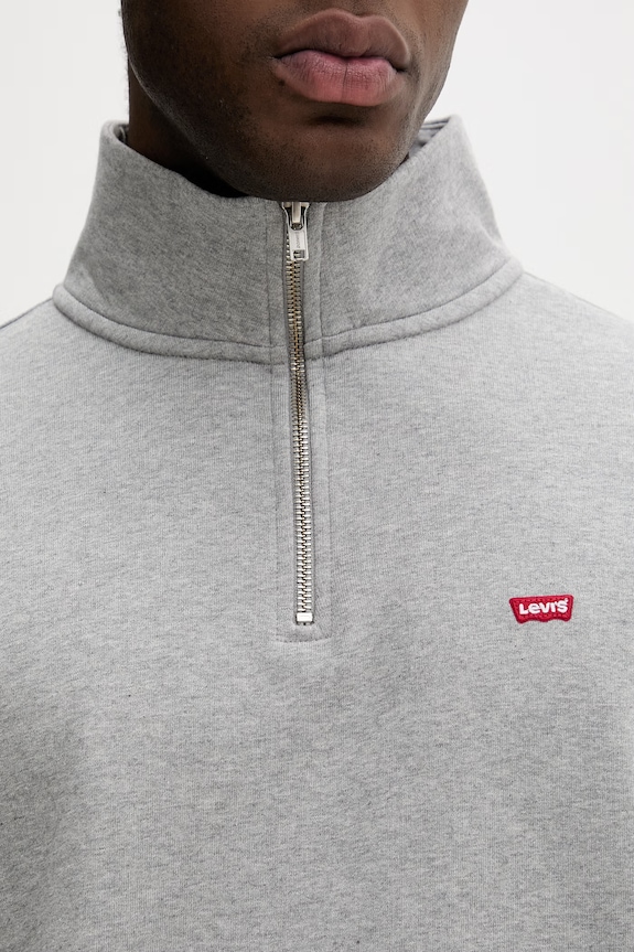 Levi's Hanorac bărbați bumbac ORIGINAL HM 1/4 ZIP A8606.0013 gri
