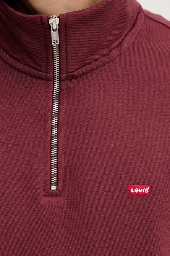 Βαμβακερή μπλούζα Levi's ORIGINAL HM 1/4 ZIP A8606.0015 μπορντό