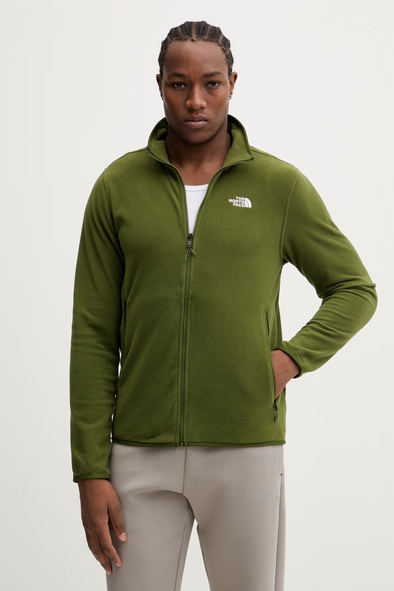 Fleecová mikina The North Face bez kapuce zelená NF0A8D0RBRI1