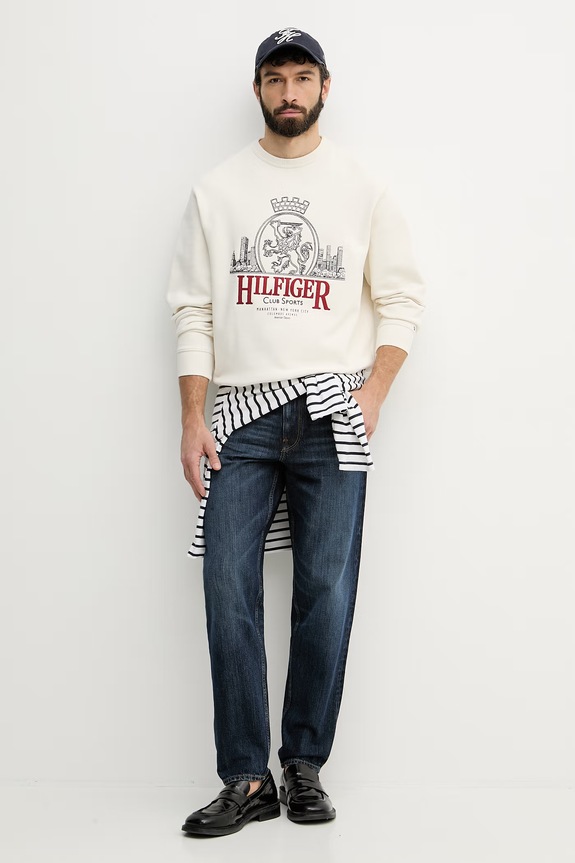 Tommy Hilfiger férfi pamut melegítőfelső MW0MW42479 bézs SS26