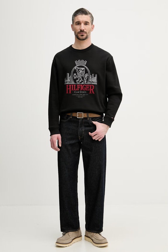 Tommy Hilfiger felpa da uomo in cotone MW0MW42479 nero SS26