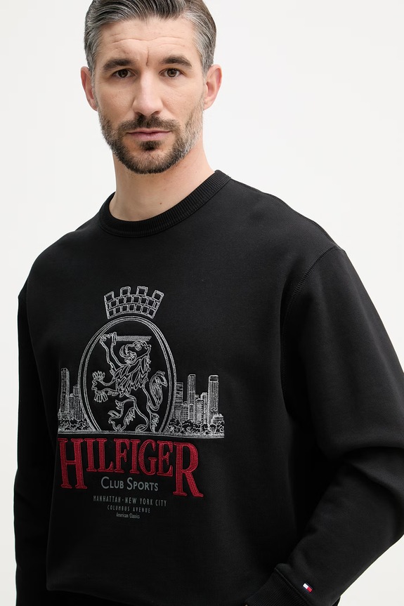 Tommy Hilfiger felpa da uomo in cotone nero MW0MW42479