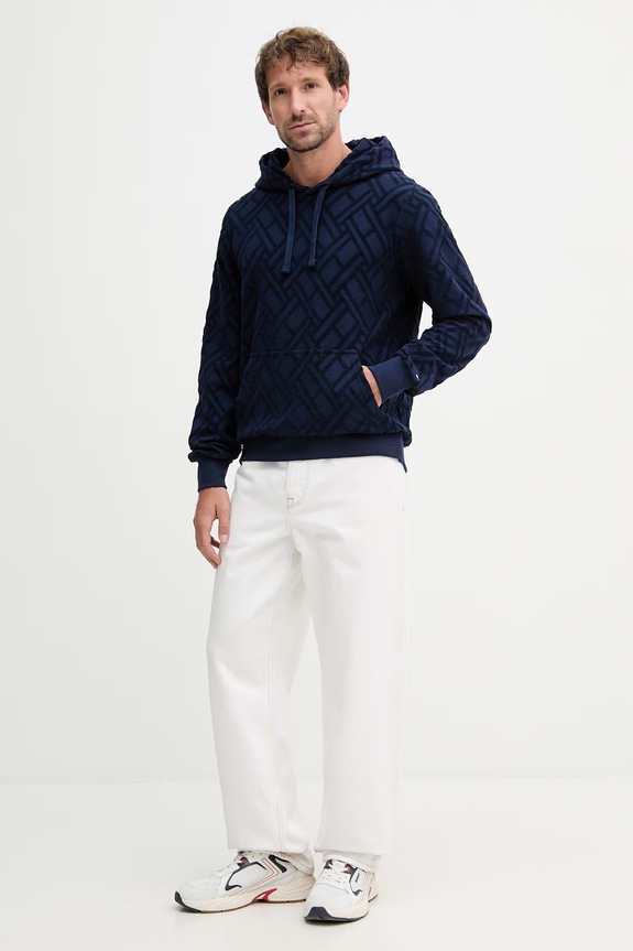 Tommy Hilfiger dukserica sa kapuljačom za muškarce od pamuka SUMMER MW0MW42472 mornarsko plava SS26