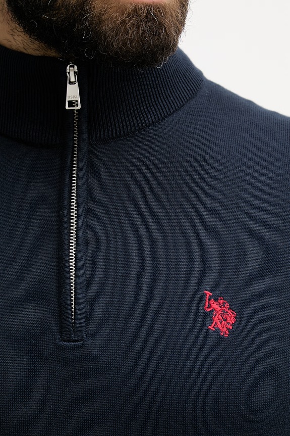 U.S. Polo Assn. férfi pamut pulóver 1/4 ZIP NECK MUP3938 sötétkék