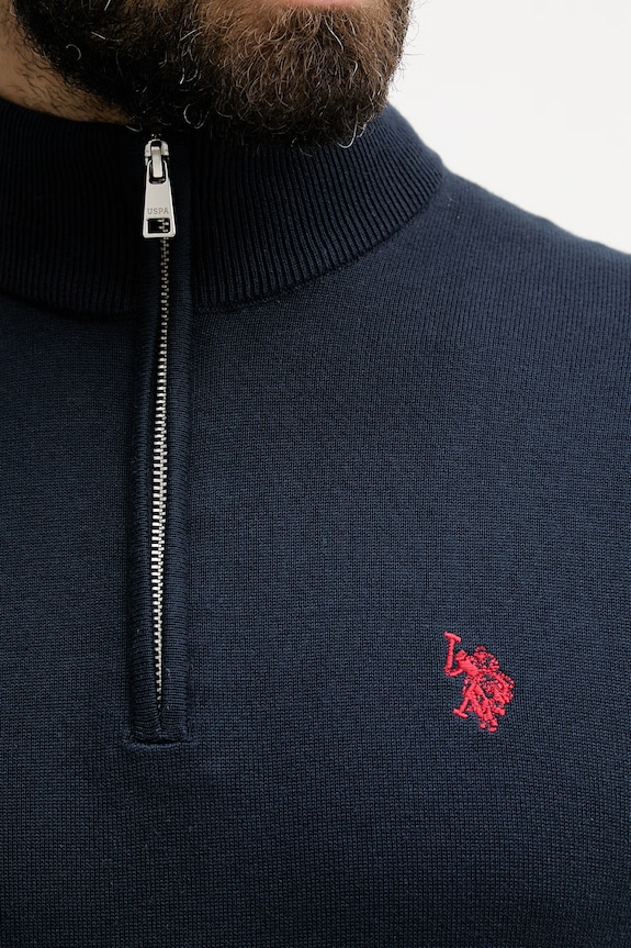 U.S. Polo Assn. férfi pamut pulóver 1/4 ZIP NECK MUP3938 sötétkék