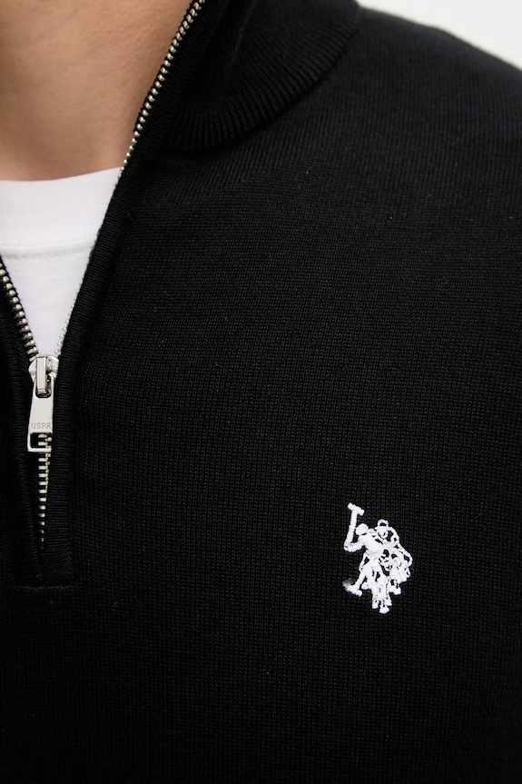 U.S. Polo Assn. svetr pánský bavlněný COTTON 1/4 ZIP NECK MUP3938 černá
