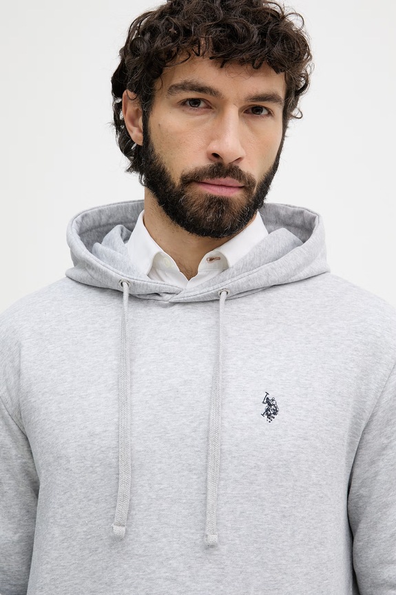 U.S. Polo Assn. Pulover s kapuco moški z bombažem DHM LB siva MUP4412