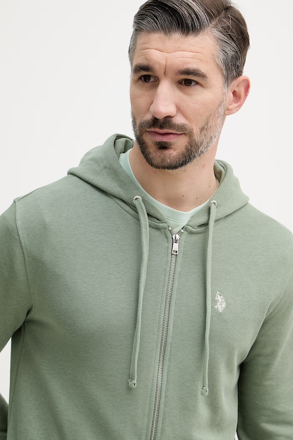 U.S. Polo Assn. hanorac cu fermoar bărbătesc cu bumbac DHM LB verde MUP4413