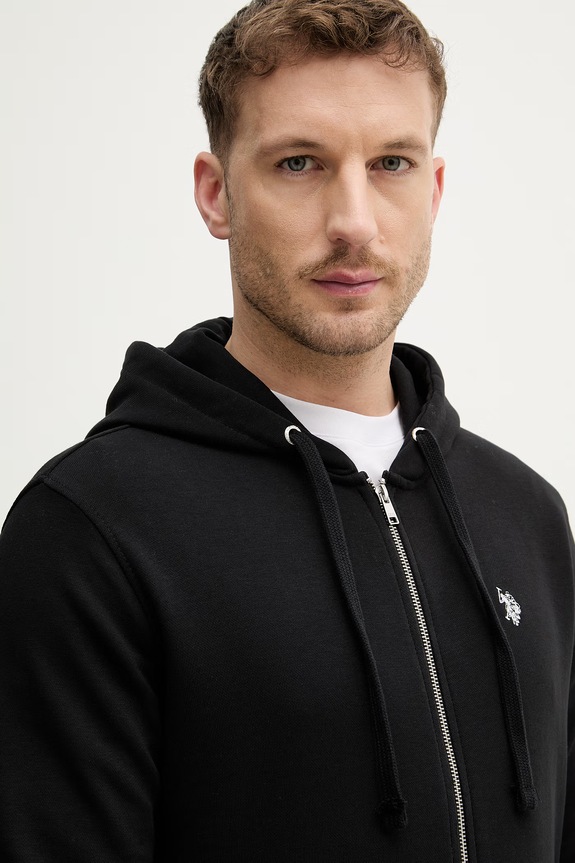 U.S. Polo Assn. Суичър с цип мъжки с памук DHM LB черен MUP4413