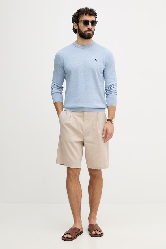 U.S. Polo Assn. sveter pánsky bavlnený DHM KNIT MUP4551 modrá SS26