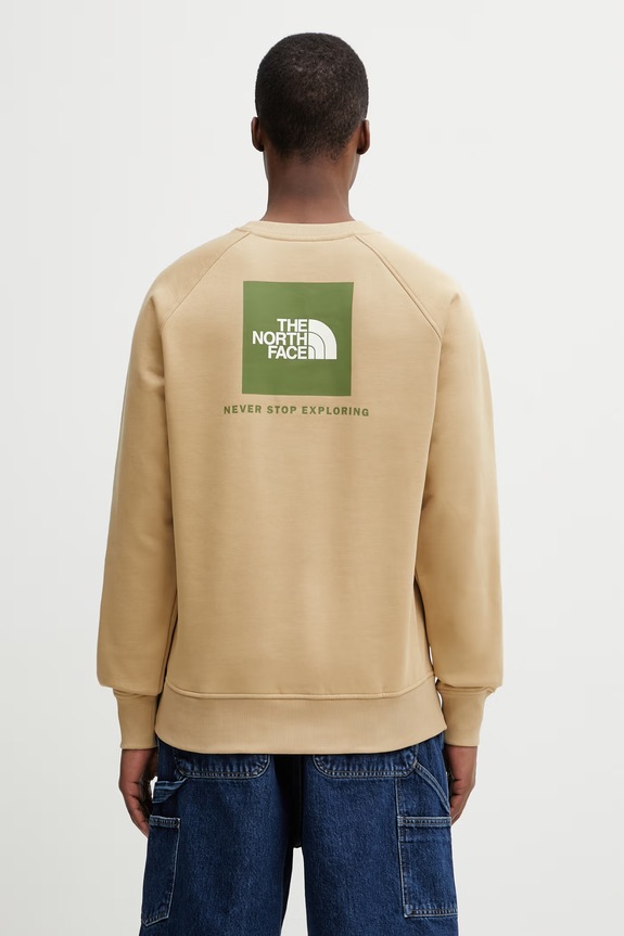 The North Face Raglan bluza z bawełną męska beżowy NF0A89FALK51