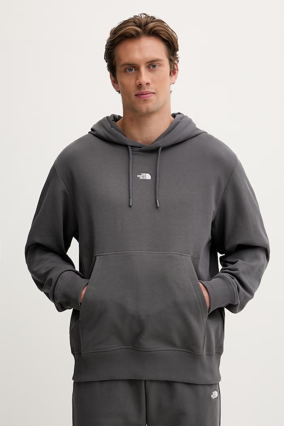 The North Face pulover s kapuco moški bombažen Essential Light siva NF0A8GQDRHI1