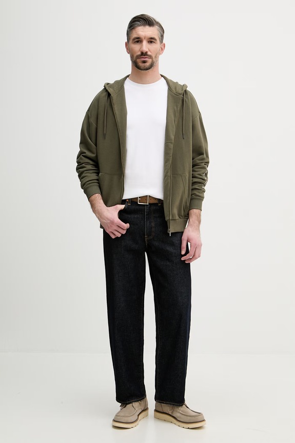 Tommy Hilfiger Μπλούζα με κουκούλα ανδρική με βαμβάκι UM0UM03781 πράσινο SS26